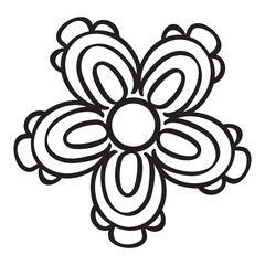 Abstract decorative flower. Black icon on white background. Vector illustration.