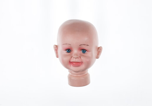 halloween doll head isolated on white background