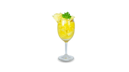pineapple juice serve in the glassware, beverage & drinks recipe in the bar, isolated on white background.