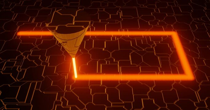 3d render with laser cutting cyber surface