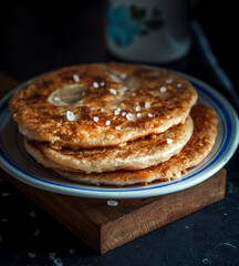 stack of pancakes with syrup