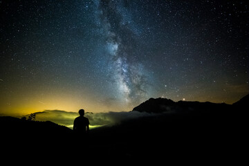 Fototapeta premium Summer Milky Way in Pedraforca mountain, Barcelona, Pyrenees, Catalonia, Spain