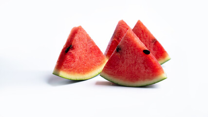 Sliced ripe watermelon isolate on the white background.