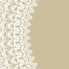 Classic vector square half frame with white arabesques and orient elements. Abstract ornament with place for text. Vintage pattern