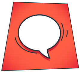 Thought or dialog bubble, message cloud on red