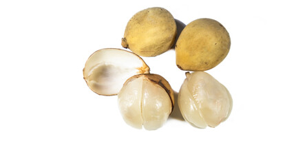 langsium domesticum fruit picture, isolated on white background.
