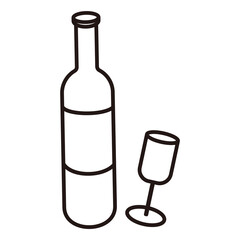 ボトルとグラスのベクトルアイコンイラスト。ボトルとグラスアイコン ストックイラスト
