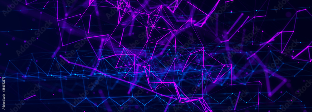 Aufkleber Technology background. Abstract digital combination dots and lines. Network connection structure. 3d Widescreen