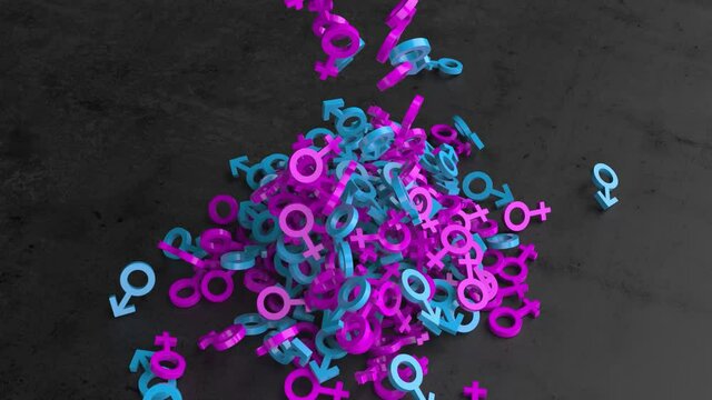 Gender symbols falling down