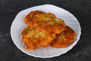 Roasted potato pancakes in the bowl