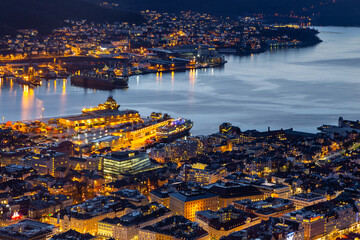 Naklejka premium View of Bergen from Mount Floyen, Norway, Bergen.