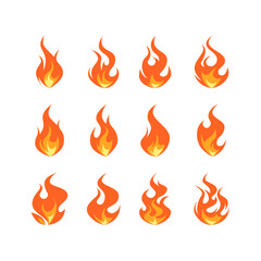 Simple vector flame icons in flat style