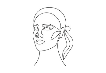 Modern abstract face. Continuous line female silhouette. Hand drawn outline trendy vector illustrations. Contemporary minimalistic concept