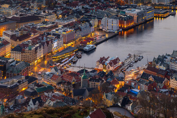 View of Bergen from Mount Floyen, Norway, Bergen.