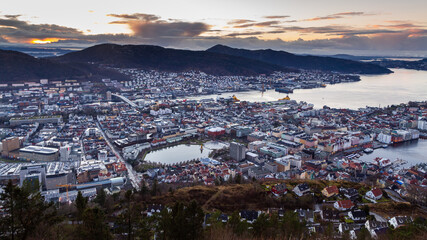 Fototapeta na wymiar View of Bergen from Mount Floyen, Norway, Bergen.