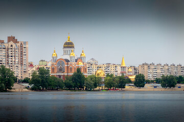 The modern Cathedral of Intercession of the Mother of God, in the Obolon district of Kiev, Ukraine