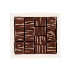 Chocolate candies set in white box isolated on white