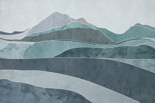Hills with texture. Blue background © Эльвира Поплавская