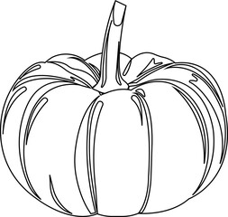 Ripe orange pumpkin with a brown twig.