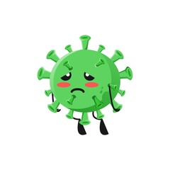 vector illustration of cute virus bacteria mascot or character tired expression. cute virus bacteria Concept White Isolated. Flat Cartoon Style Suitable for Landing Page, Banner, Flyer, Sticker.