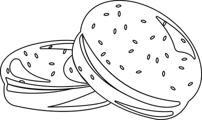 Two sesame seed burger buns.