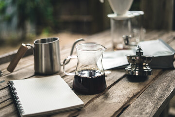 barista dripping coffee and slow coffee bar style