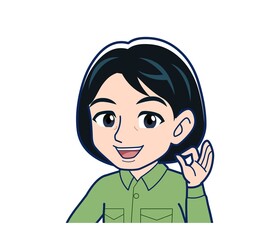 Young woman in green work clothes