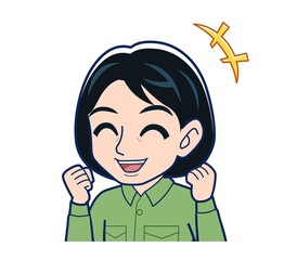 Young woman in green work clothes