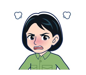 Young woman in green work clothes