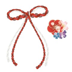 和風のリボンと花飾り