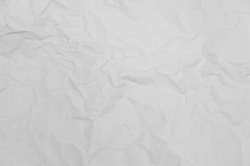 White crumpled paper texture background.