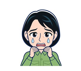 Young woman in green work clothes