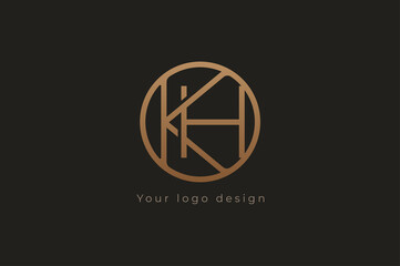 Abstract initial letter K and H logo, usable for branding and business logos, Flat Logo Design Template, vector illustration