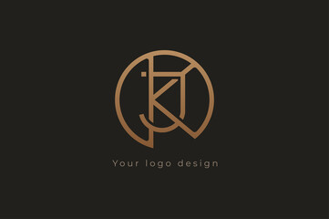 Abstract initial letter K and J logo, usable for branding and business logos, Flat Logo Design Template, vector illustration