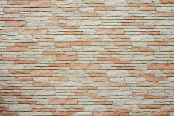 Fototapeta premium Cream and red brick wall texture background. Tiled.