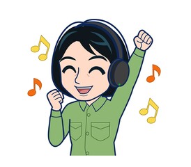 Young woman in green work clothes