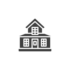 Suburban residential house vector icon. filled flat sign for mobile concept and web design. Country house building glyph icon. Symbol, logo illustration. Vector graphics