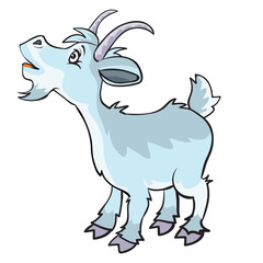 curious goat character, cartoon illustration, isolated object on white background, vector,