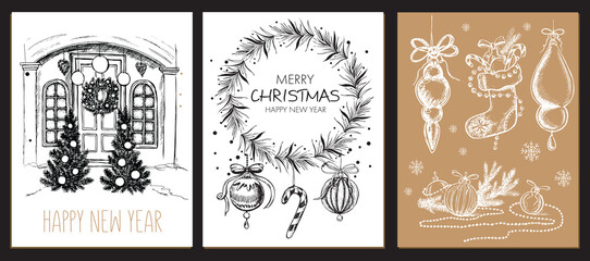 Christmas Greeting card. Design element in doodle style.
