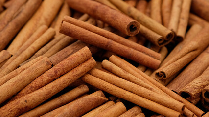 heap of cinnamon stick top view