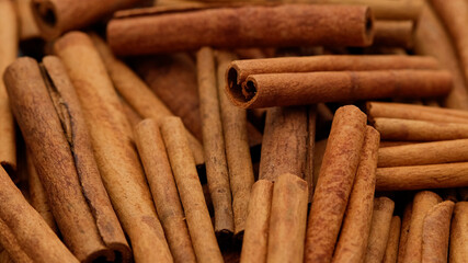 heap of cinnamon stick top view