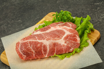 Raw pork meat neck steack