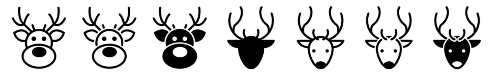 Reindeer Icon Set | Reindeers Vector Illustration Logo | Christmas Reindeer Icons | X-MAS Isolated Collection