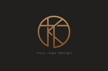 Abstract initial letter K and T logo, usable for branding and business logos, Flat Logo Design Template, vector illustration