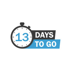 13 days to go label,sign,button. Vector stock illustration.