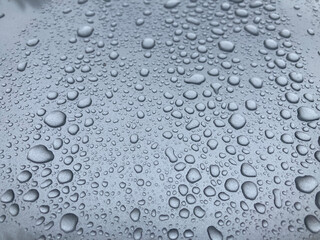 Water rain drops on floor ground, Raindrops on white background.