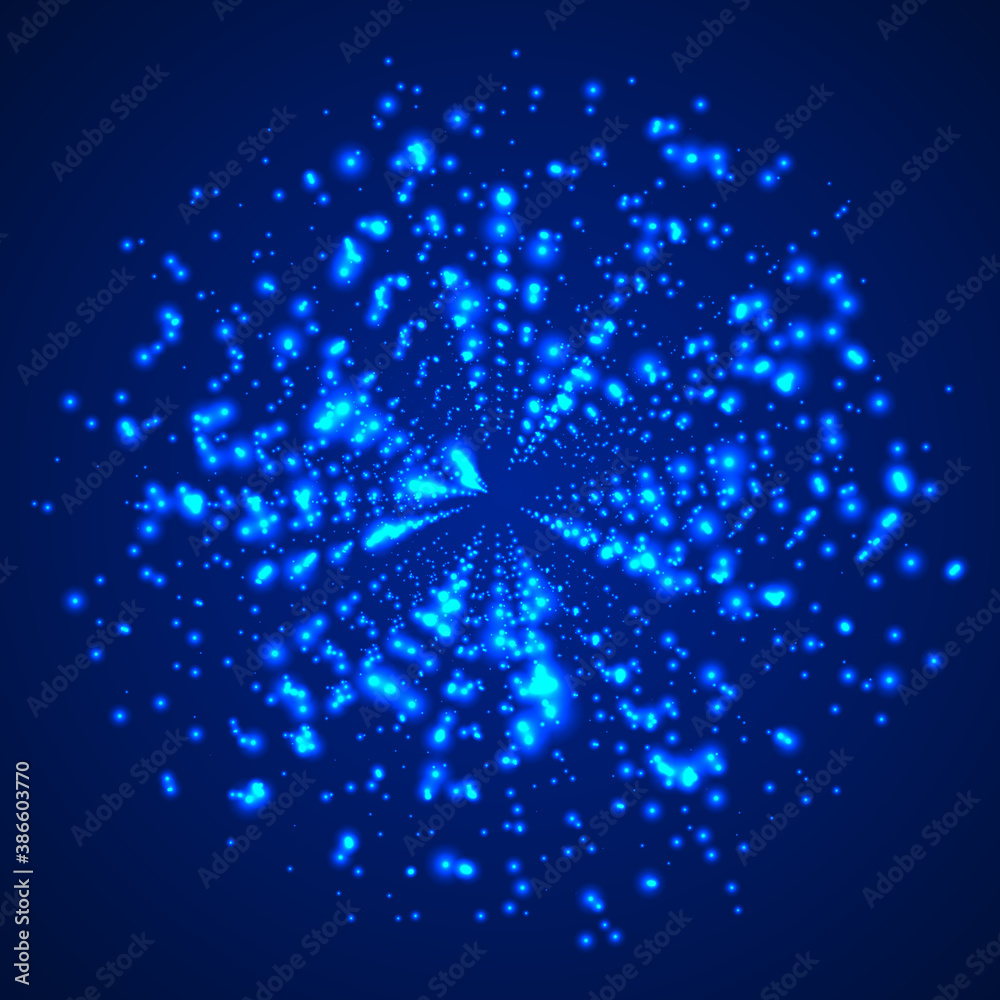 Poster abstract glowing sphere of multiple points. abstract spacetime tunnel. globe or ball. digital techno
