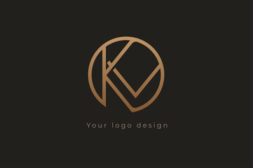 Abstract initial letter K and V logo, usable for branding and business logos, Flat Logo Design Template, vector illustration