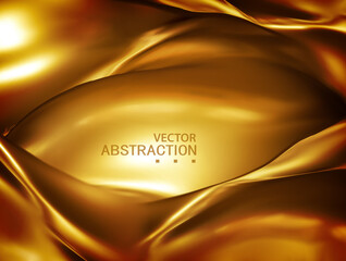 Vector flame-coloured.  Abstract Background  Elegant Silk Texture Satin Luxury Cloth  Wavy Folds. Template for Design, Banner - obrazy, fototapety, plakaty