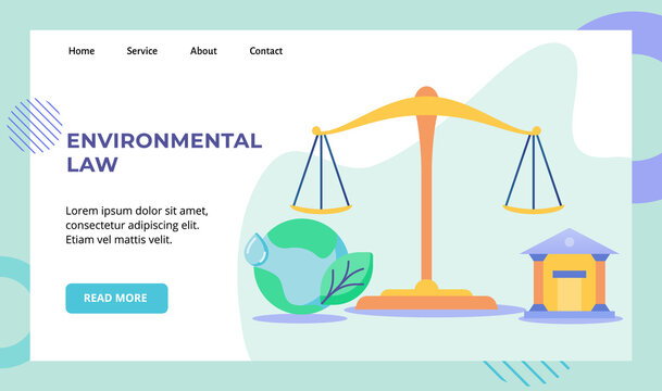 Environmental Law Equal Scale Court Earth Campaign For Web Website Home Homepage Landing Page Template Banner With Flat Style Vector Design Illustration